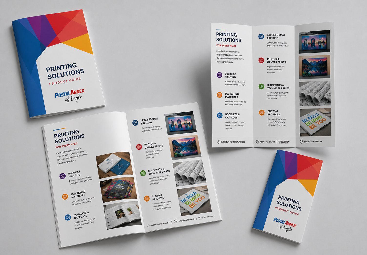 Printed brochures and marketing materials available locally in Eagle
